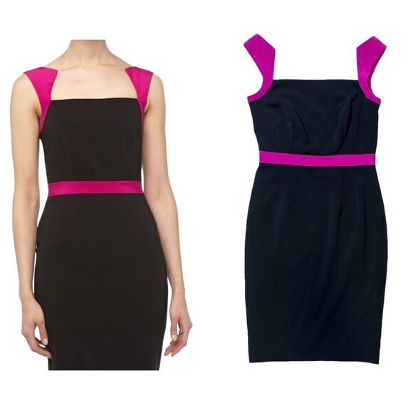 Jay Godfrey Black & Magenta Cocktail Dress Size 6 - Picture 1 of 15